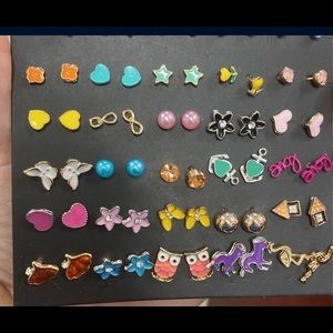 30pairs Girls Butterfly & Unicorn Decor Stud Earrings